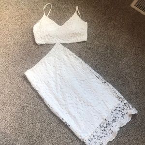 Two piece white lace lulus dress!